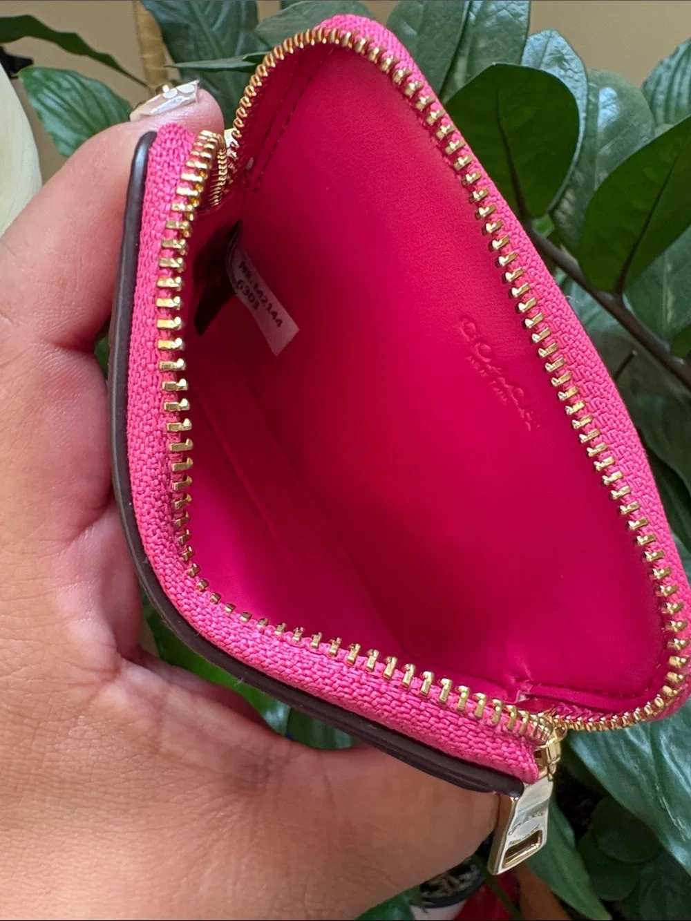 Coach Hot Pink Pebbled Leather Chain Card Case